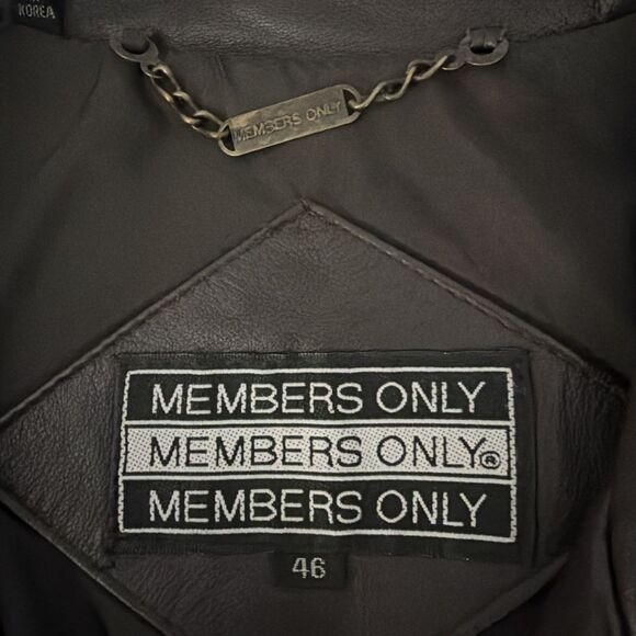 Members Only Men’s Brown Leather Full Zip Jacket Size 46 Lined Bomber Jacket EUC - Picture 12 of 12